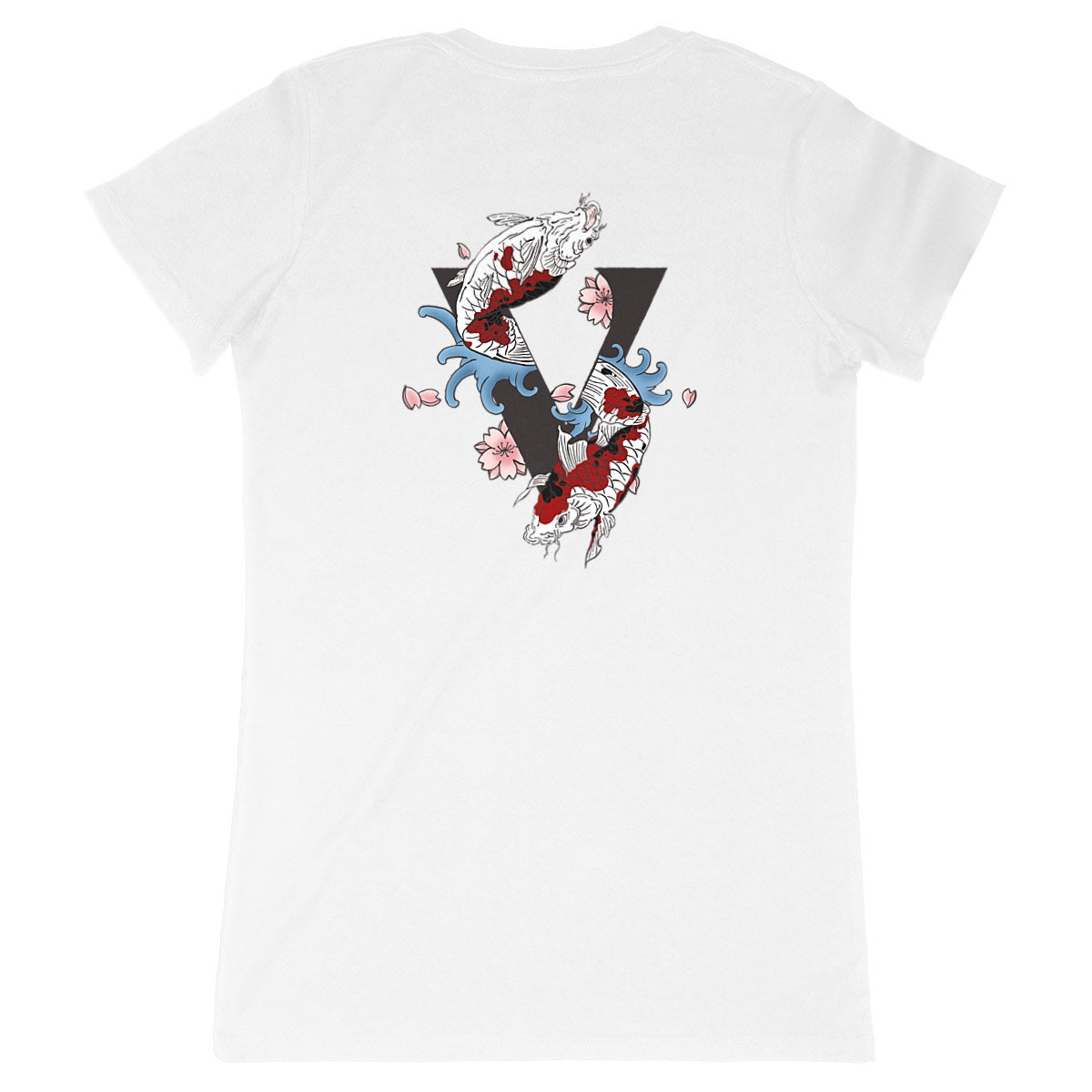 T-shirt blanc, femme, made in France, design Koi japonais