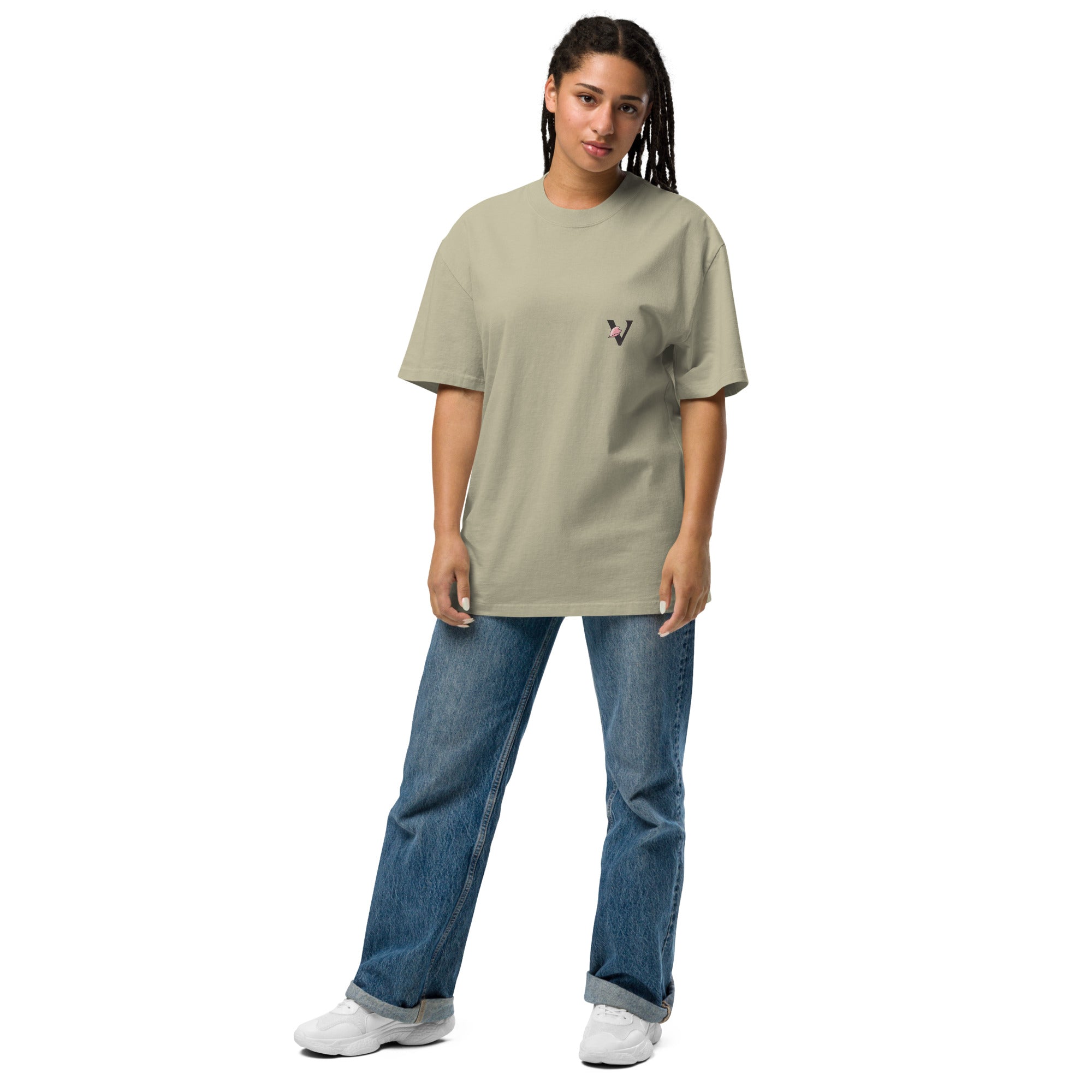 T-shirt over size eucalyptus, avec design Koi, Japon