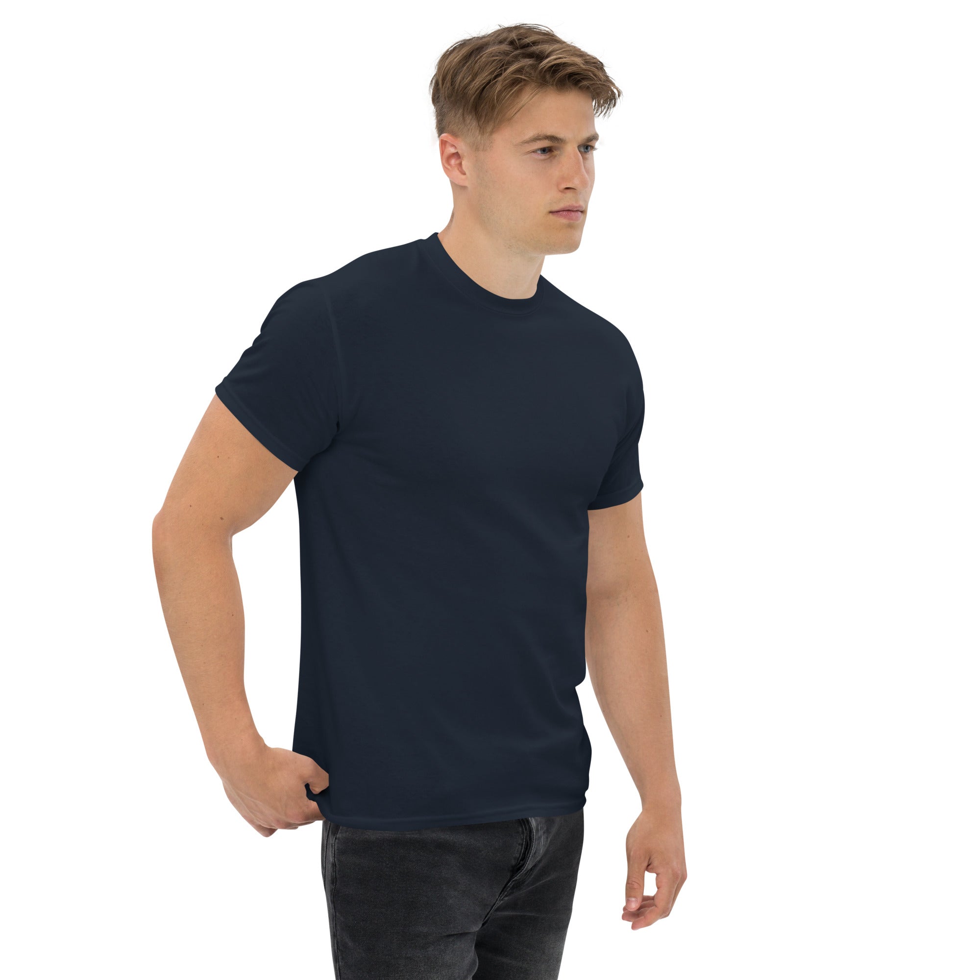 T-shirt bleu marine, coupe standard unisexe, design oni samouraï Japon