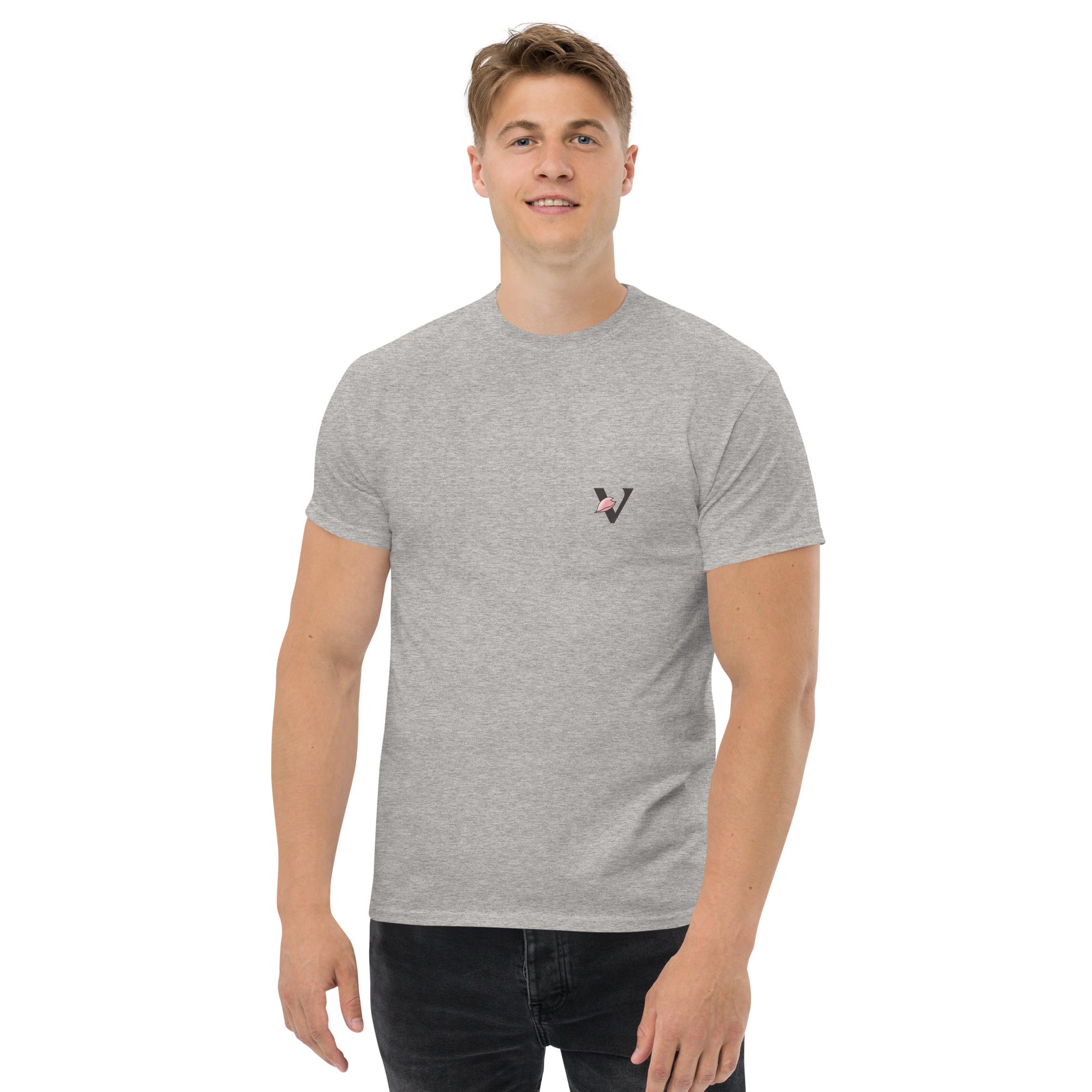 T-shirt gris délavé, coupe standard unisexe, design koï Japon