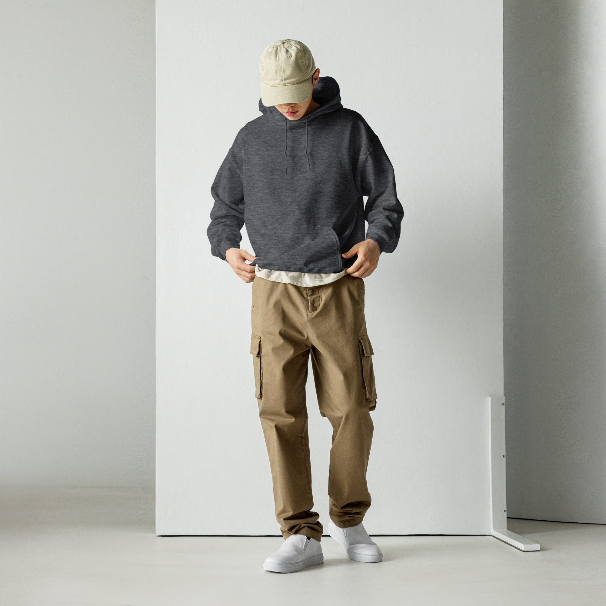 Sweat, à capuche gris d’hiver avec poche, kangourou design, oni samouraï , japonais