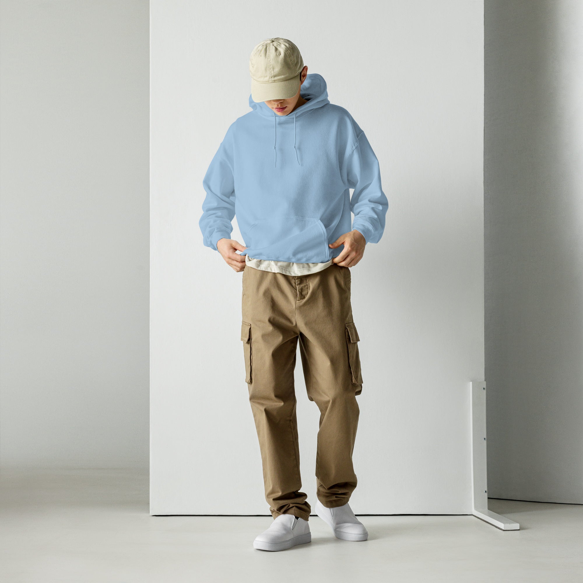 Sweat, à capuche bleu ciel d’hiver avec poche, kangourou design, oni samouraï , japonais