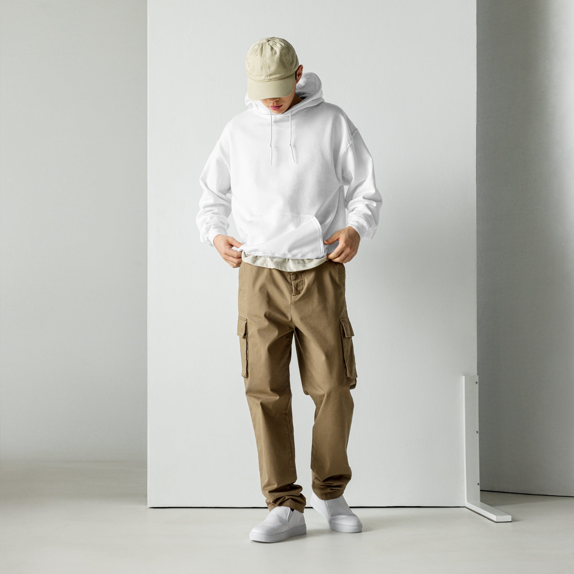 Sweat, à capuche blanc d’hiver avec poche, kangourou design, oni samouraï , japonais