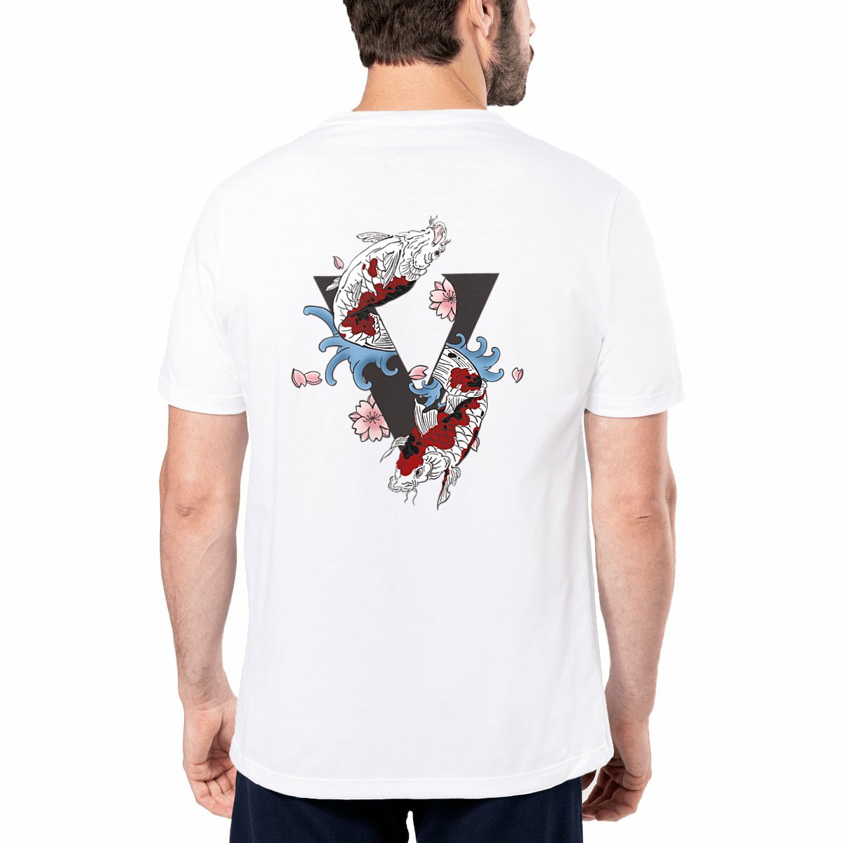 T-shirt homme blanc made in France design koi japonais