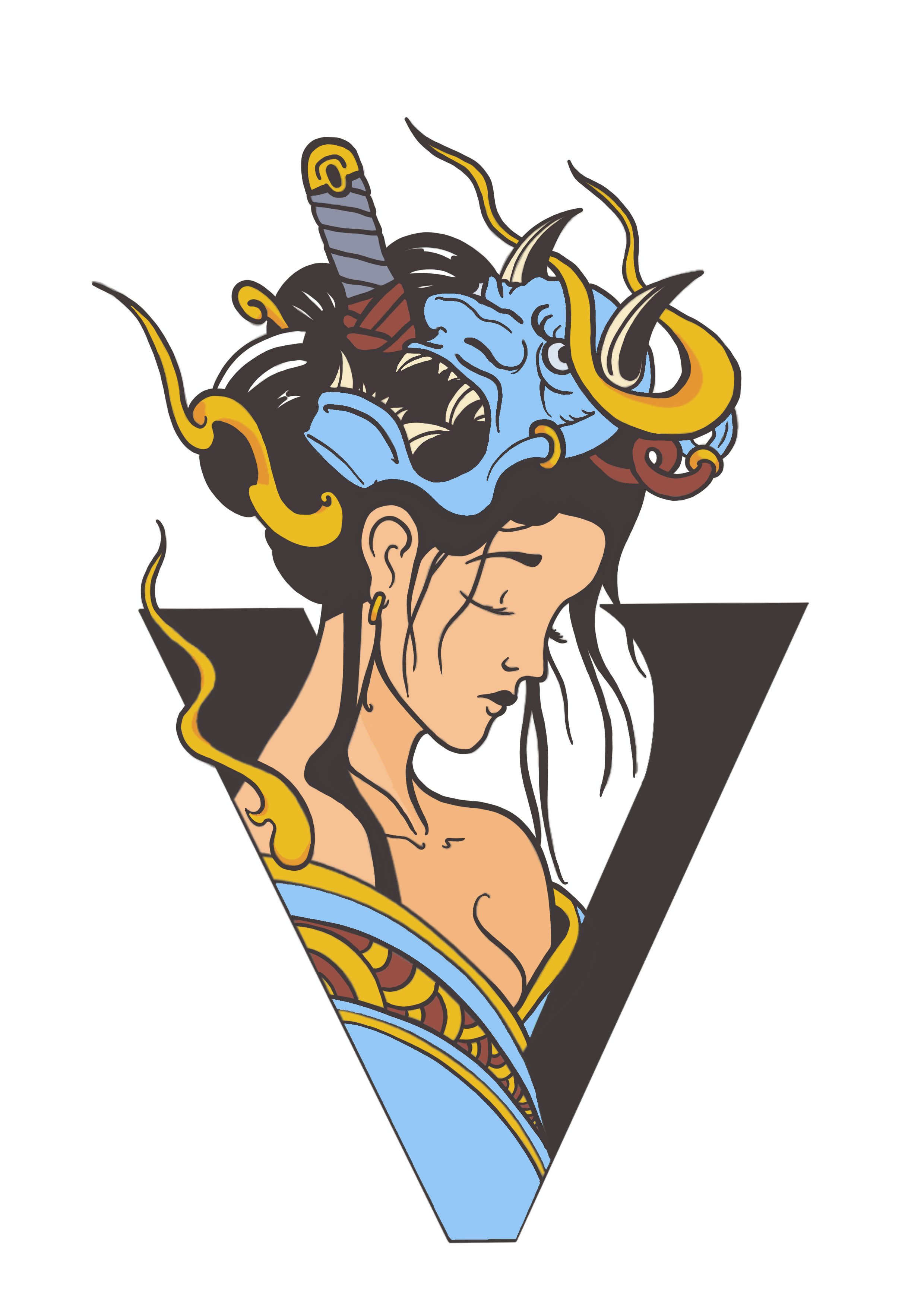 Design geisha japonais sur sweat t-shirt et bonnet 