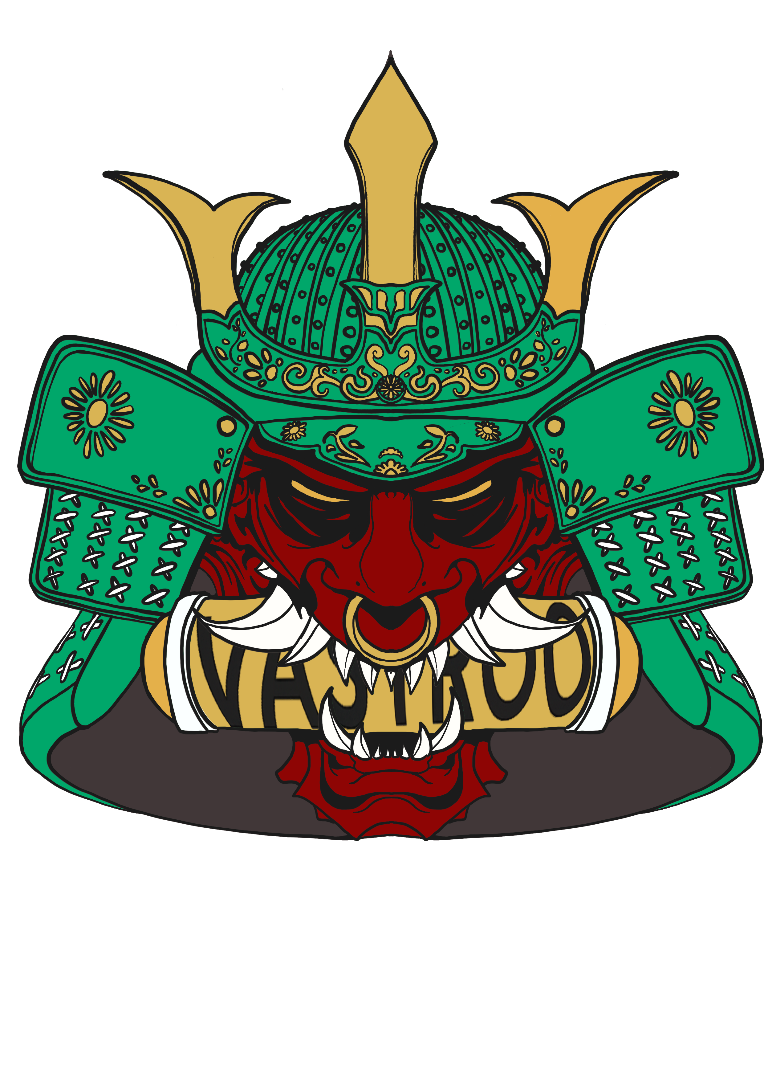 Design démon guerrier samouraï guerrier japonais 