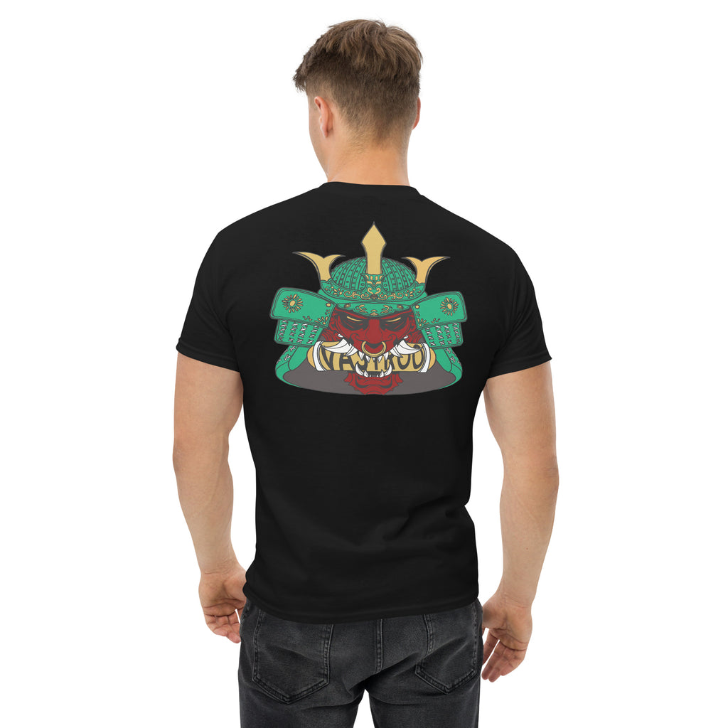 T-shirt noir, coupe standard unisexe, design oni samouraï Japon